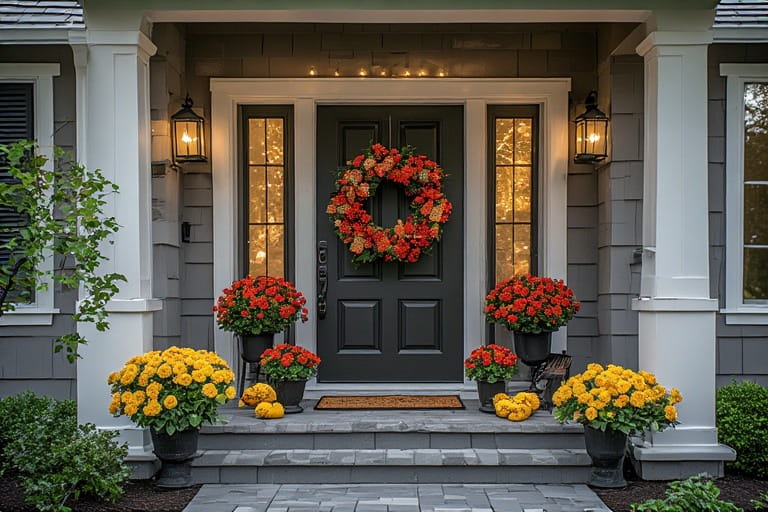 Themed Porch Tiles with Festive Decor