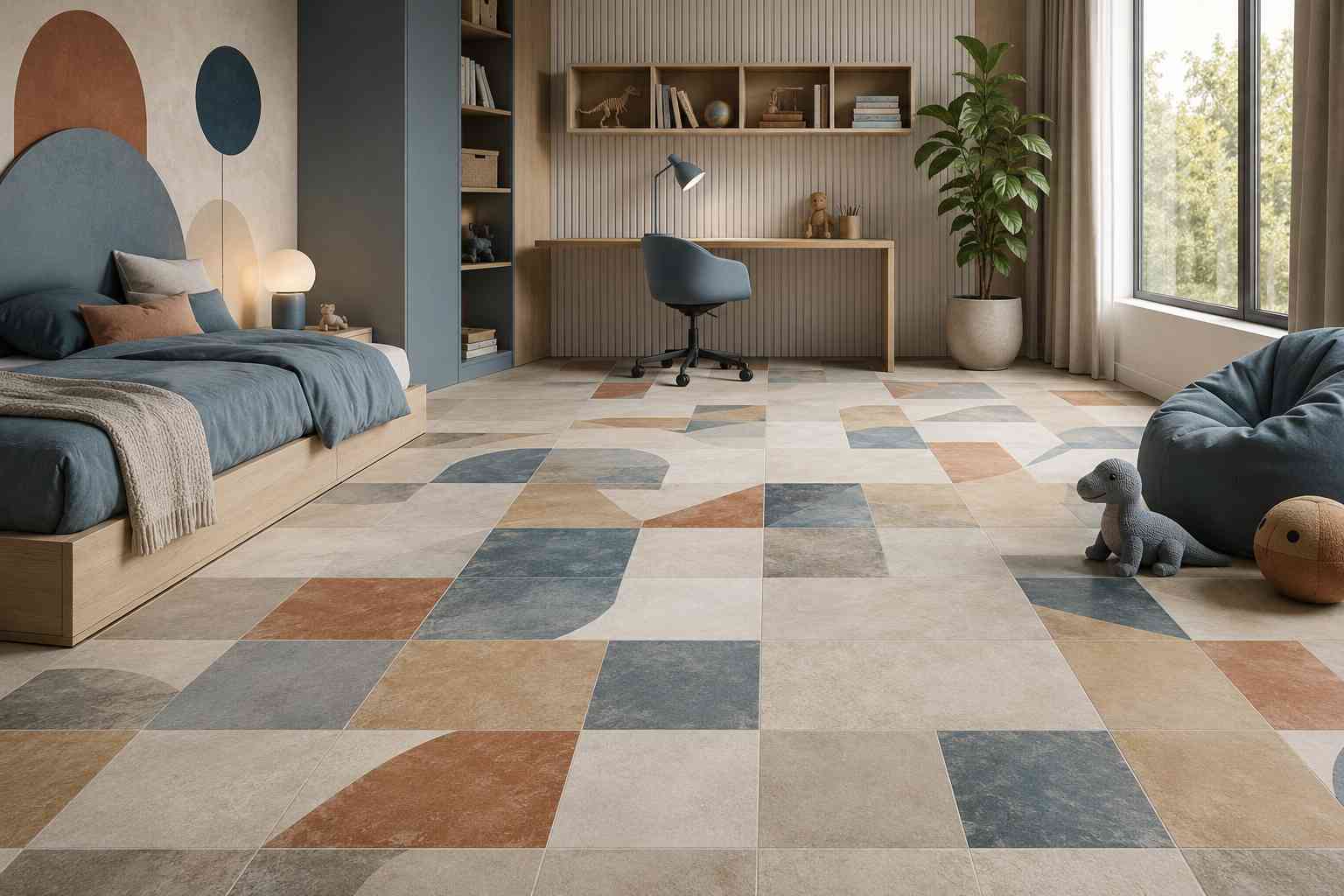 Kids Bedroom Design with Creative Flooring