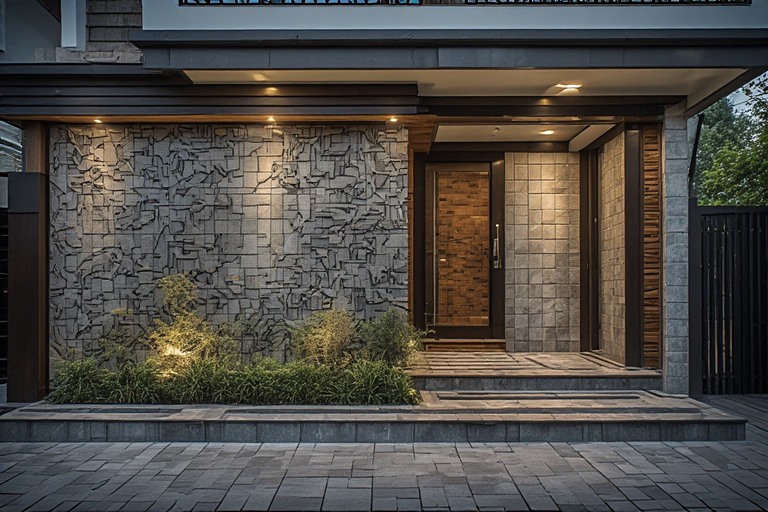Tile-Based Front Wall Design for Home