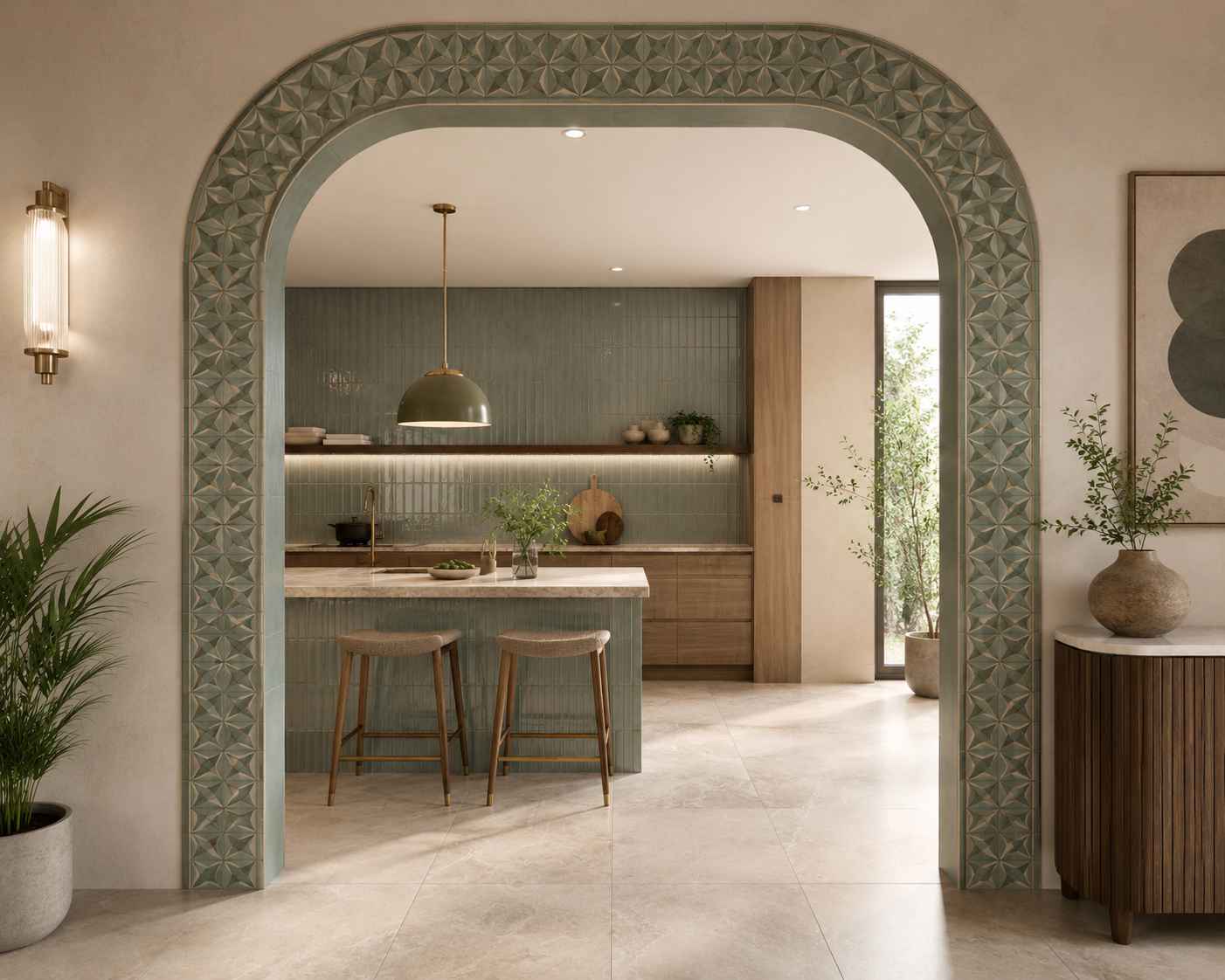 Tile clad kitchen arch design​