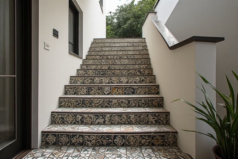 Tiled Balcony Staircase Design