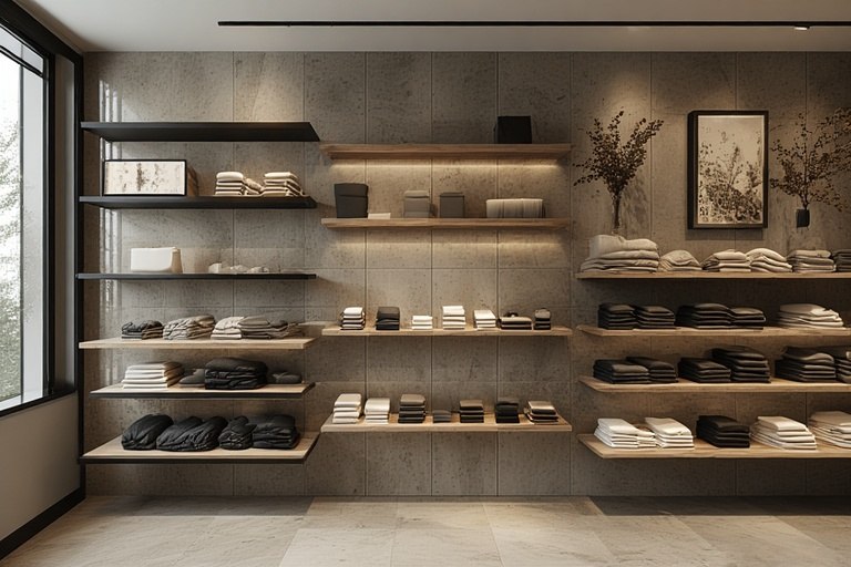 Tiles as Backdrops for Shelves and Racks