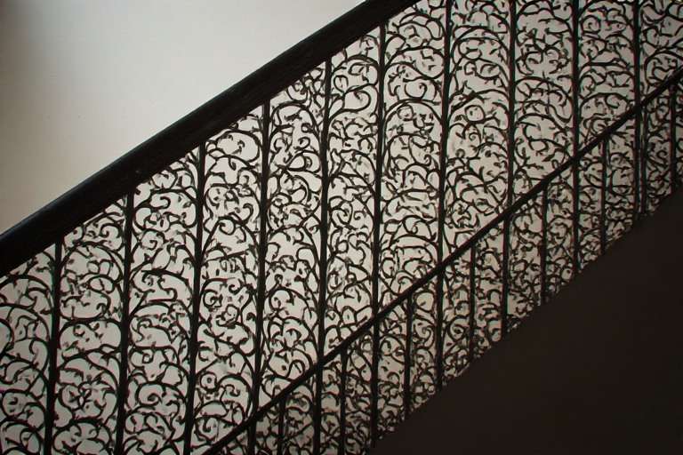 Staircase Window Grill Design with Traditional Indian Pattern