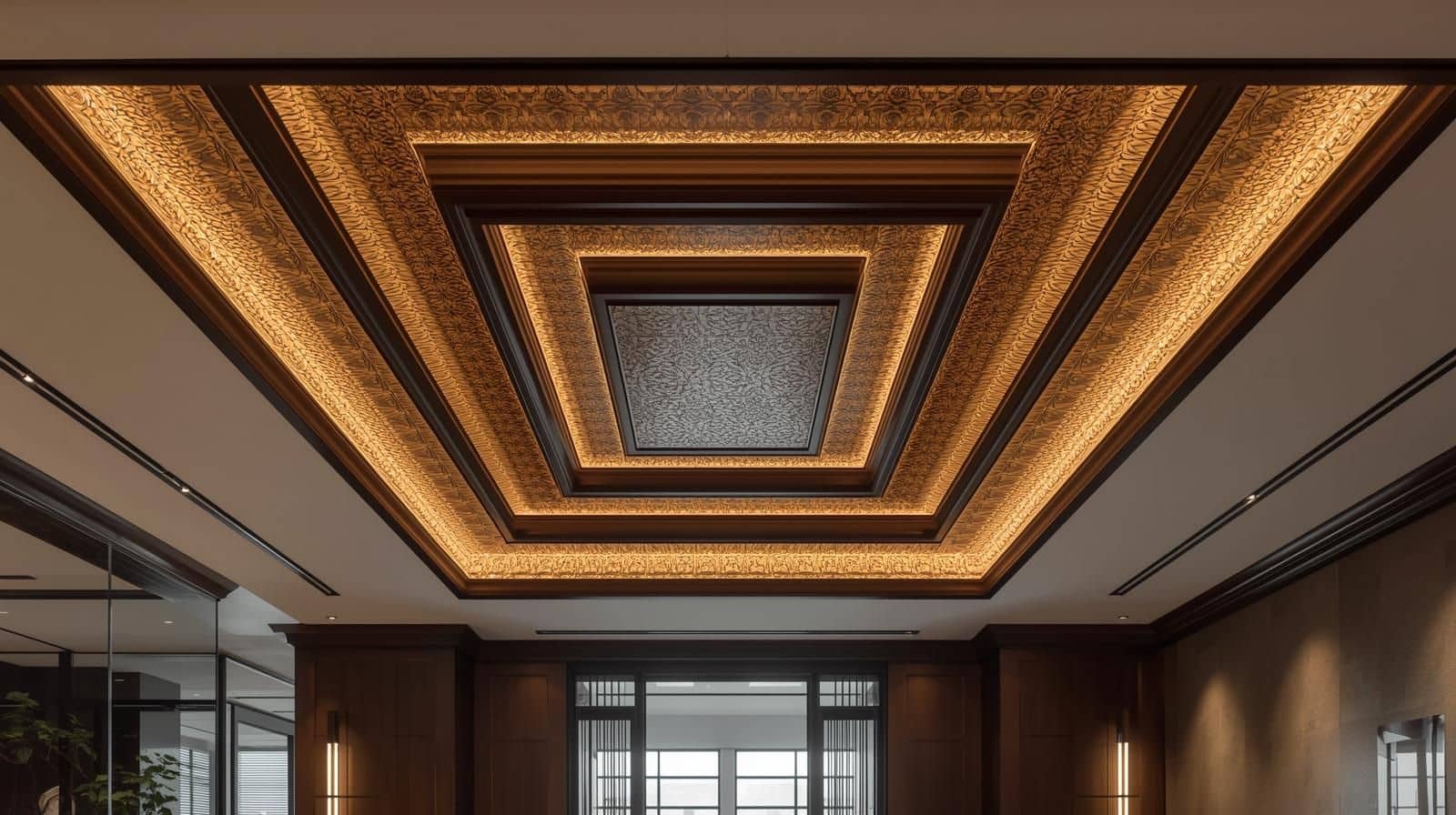 Tray Ceiling Designs Highlighted with Tiles.