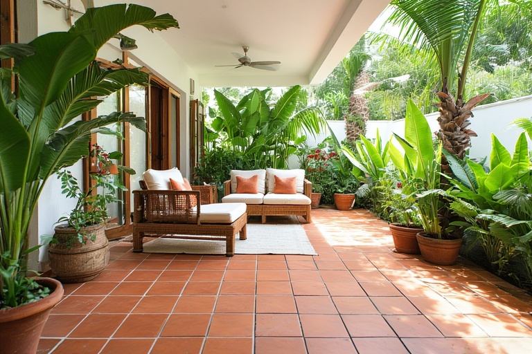 Tropical Paradise with Terracotta Tiles