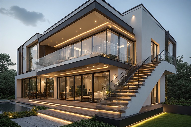 Two-Tone Balcony Staircase Design