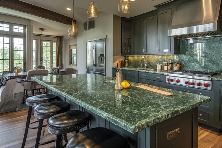 Ubatuba green kitchen granite slab for bold kitchens