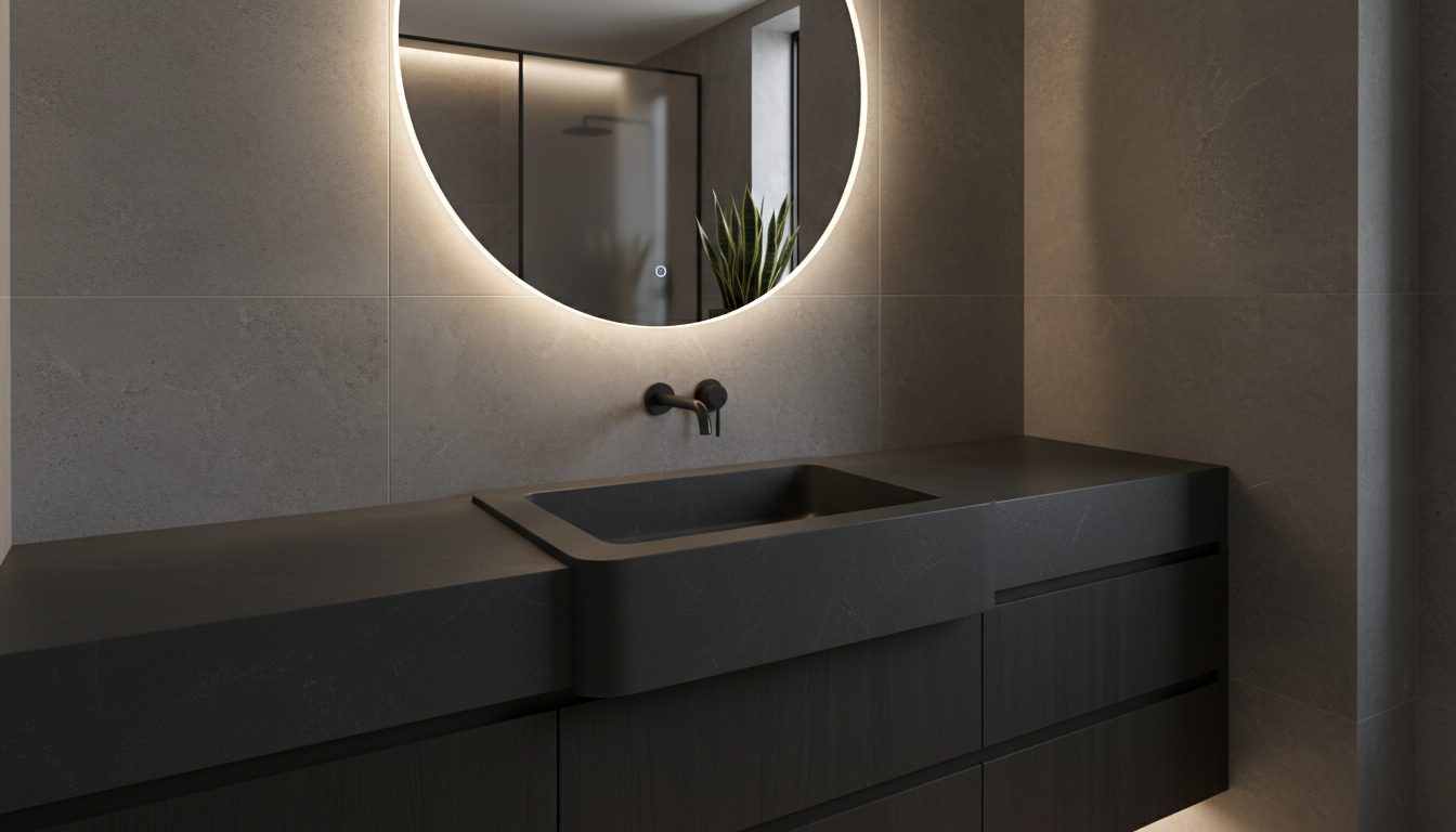 Bold dark-toned undermount wash basin for a modern statement look