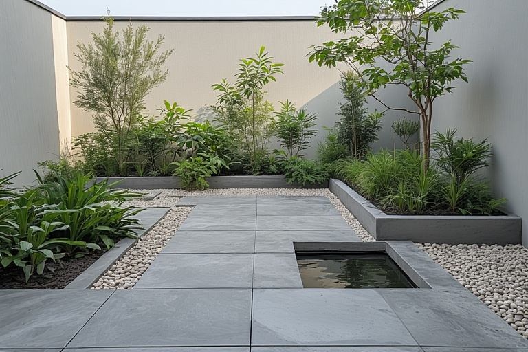 Urban Zen Garden with Minimalist Roof Tiles