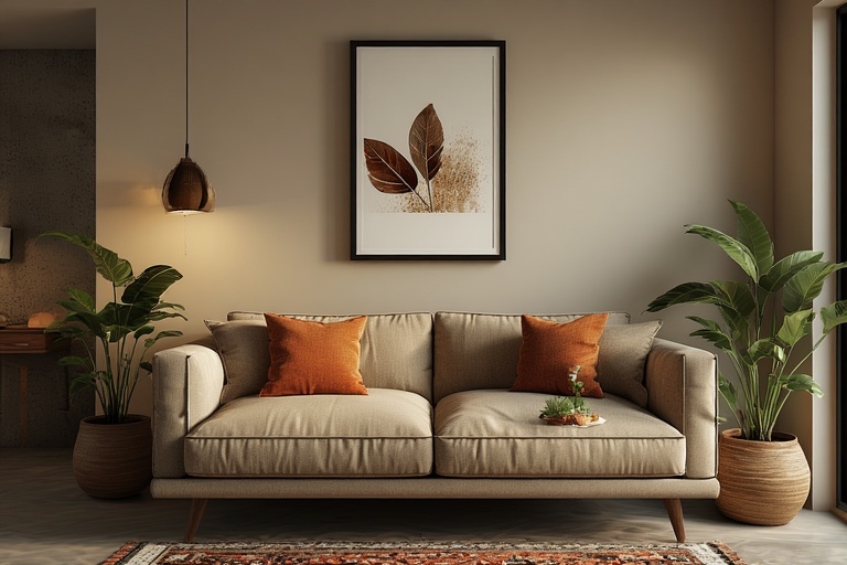 Use Cushions, Wall Art, and Indoor Plants for a Cozy and Lively Interior