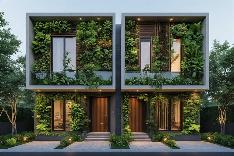 Vertical Garden Duplex Front Elevation Design