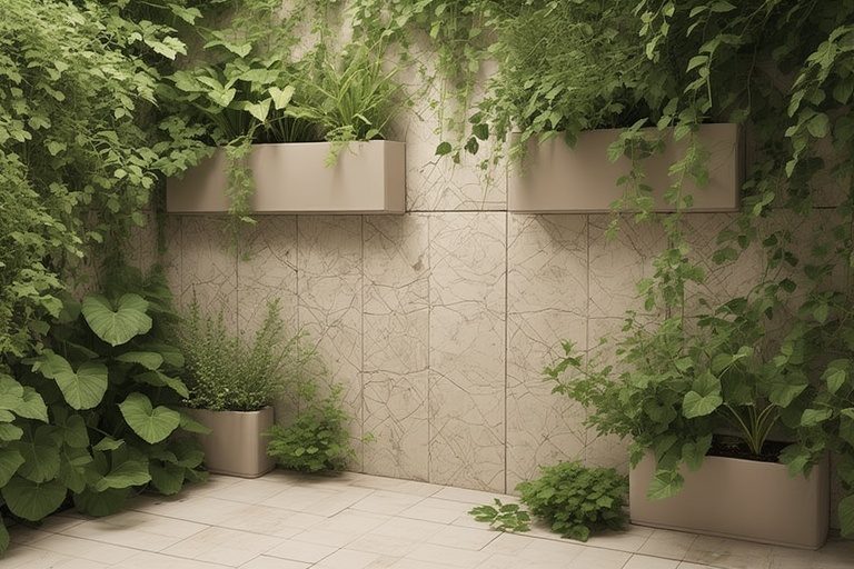 Vertical Garden with Decorative Wall Tiles