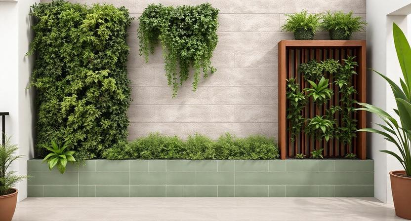 Vertical Garden with Tile Backdrop