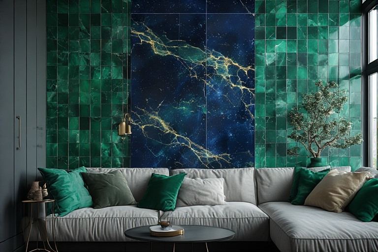 Vibrant jewel tone tile colours for home feature walls