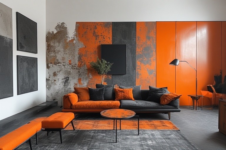 Vibrant Orange and Charcoal Grey