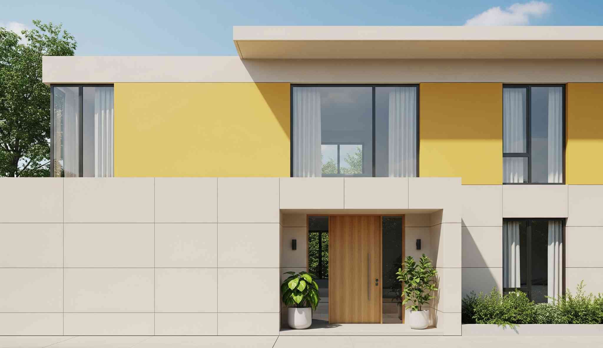 Vibrant Yellow and Cream with Smooth Ceramic Tiles