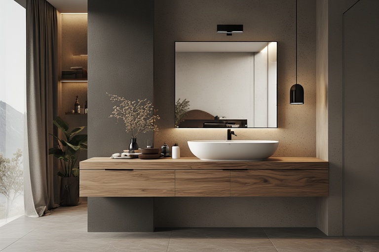 Wall Hung Wash Basin with Integrated Storage Cabinet for Modern Bathrooms
