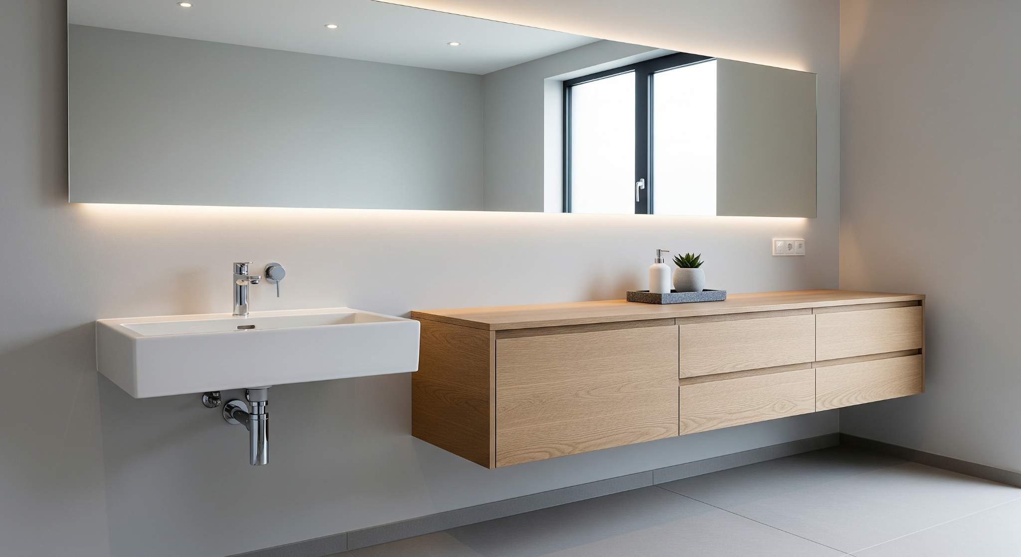 Wall-Hung Basins with Cabinet Magic