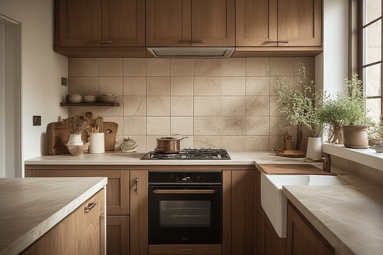 Warm Brown and Cream with Beige Tiles