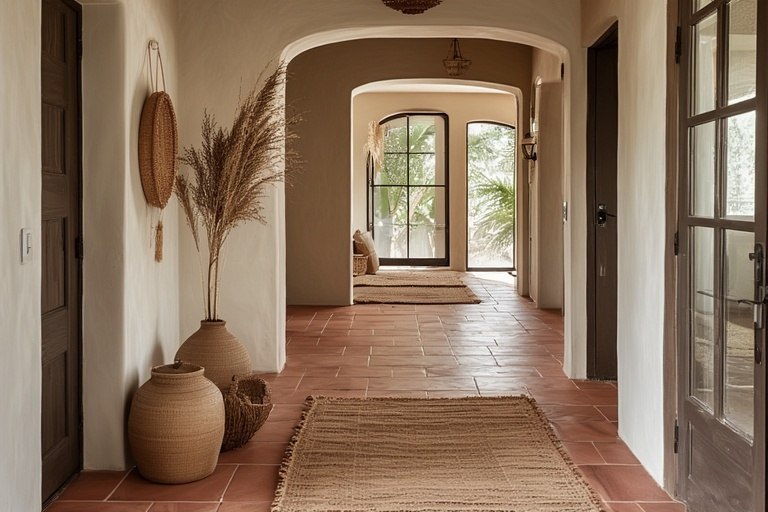 Warm Coral & Sandy Beige with Matte Terracotta Tiles