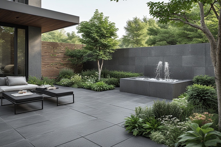 Water Feature Zone with Anti-Skid Textured Tiles