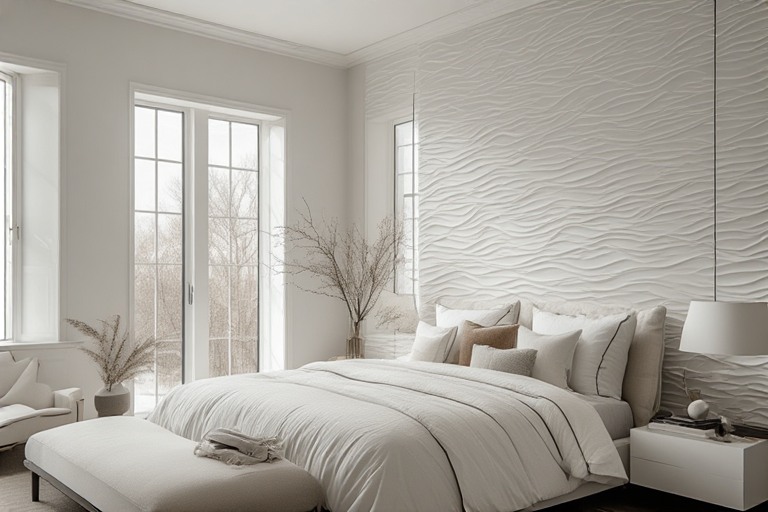 White Bedroom Design with Accent Wall