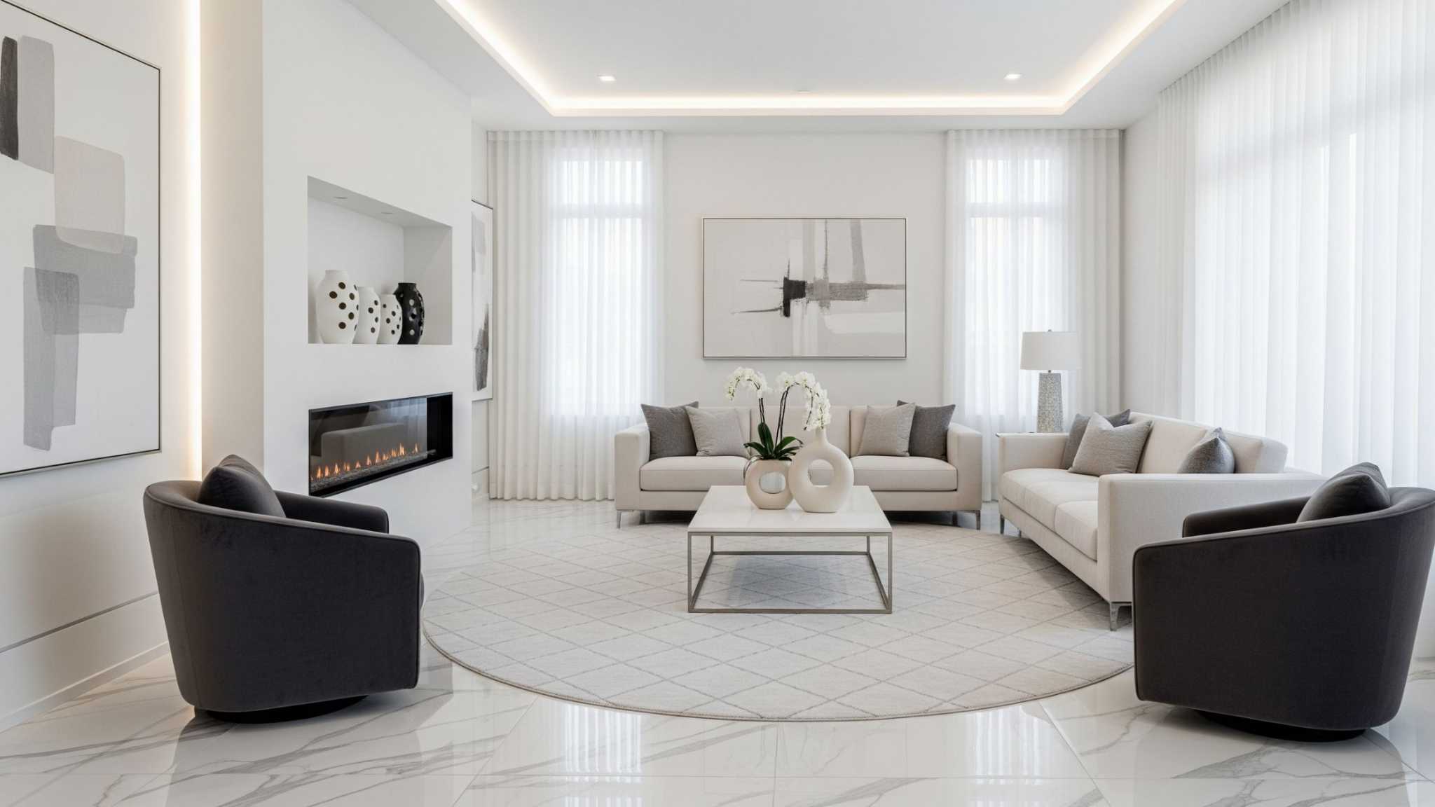 White Marble Flooring for a Spacious Feel