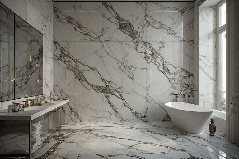 White Statuario Marble Wall Designs