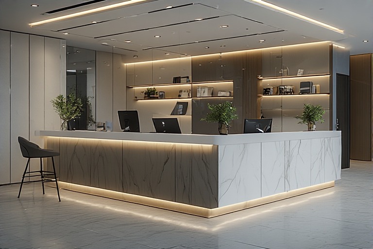 White and Grey Office Counter Design
