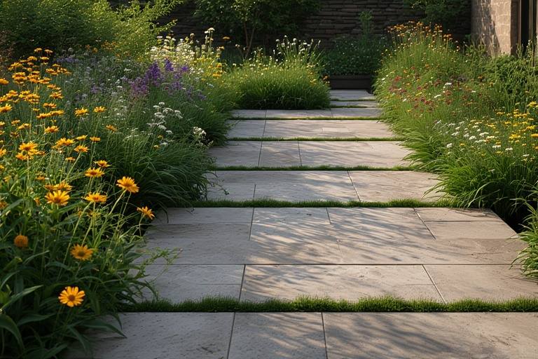Wildflower Meadow with Natural Stone Tiles