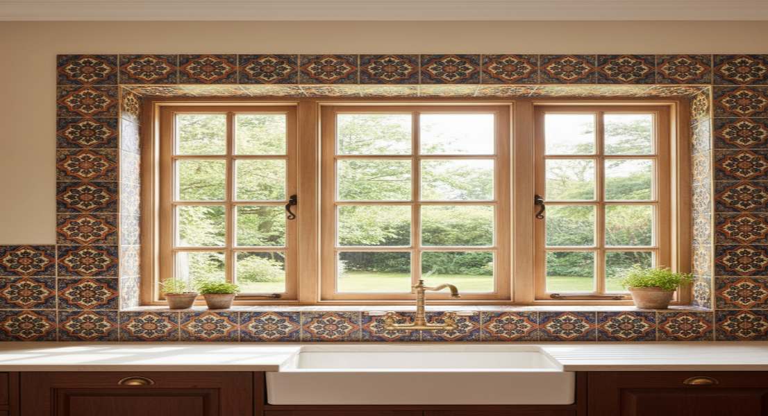 Windows Framed with Traditional Indian Tile Patterns