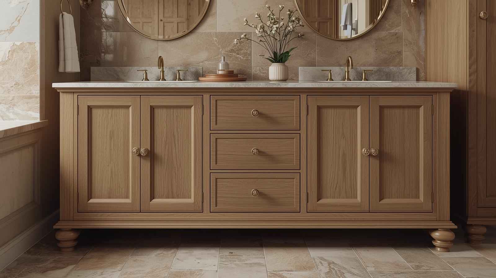 Wood finish bathroom vanity designs bring a warm and natural touch to modern interiors.