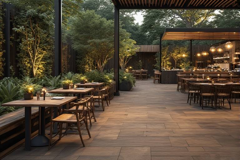 Wood-Textured Tiles for Warm Exteriors