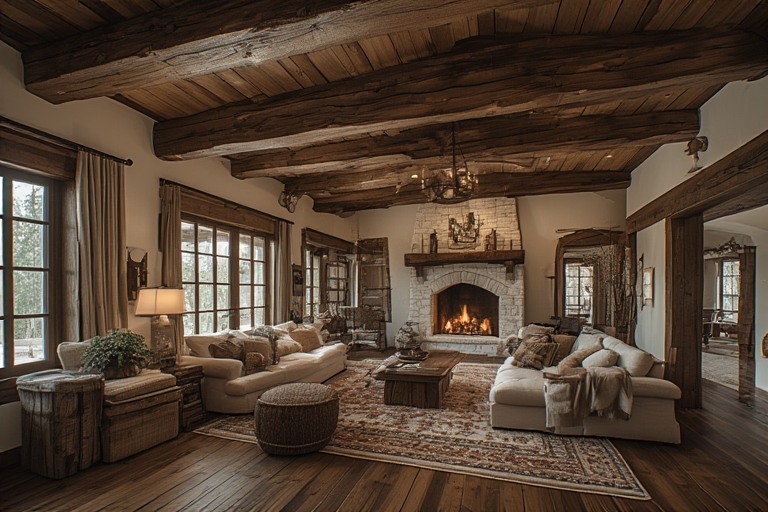 Wooden Beam Ceiling Rustic House Design
