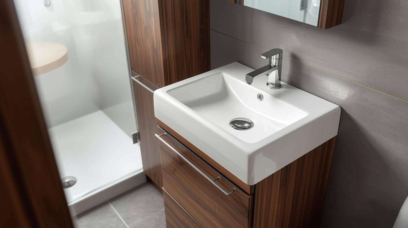 Wooden Cabinet with Wash Basin