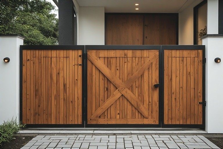 Wooden Finish Balcony Gate Design