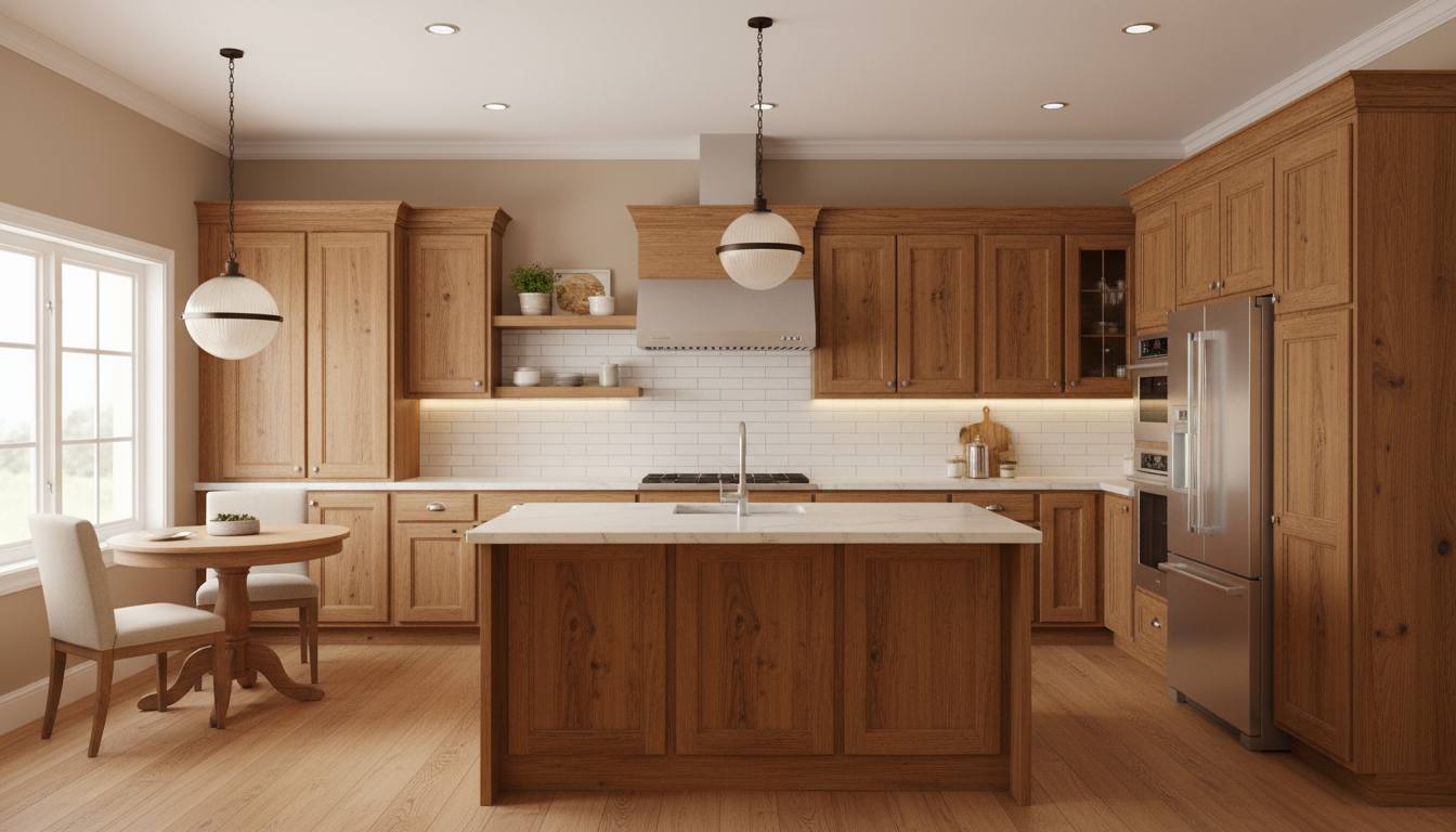 Warm wooden finish kitchen interior design textures
