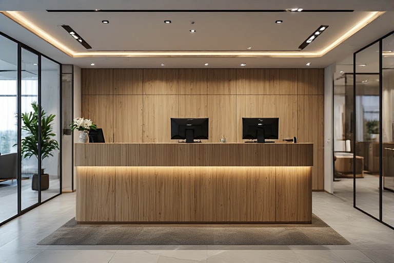 Wooden Finish Office Counter Design