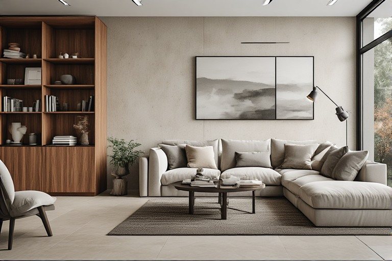 Wooden finish wall showcase design.