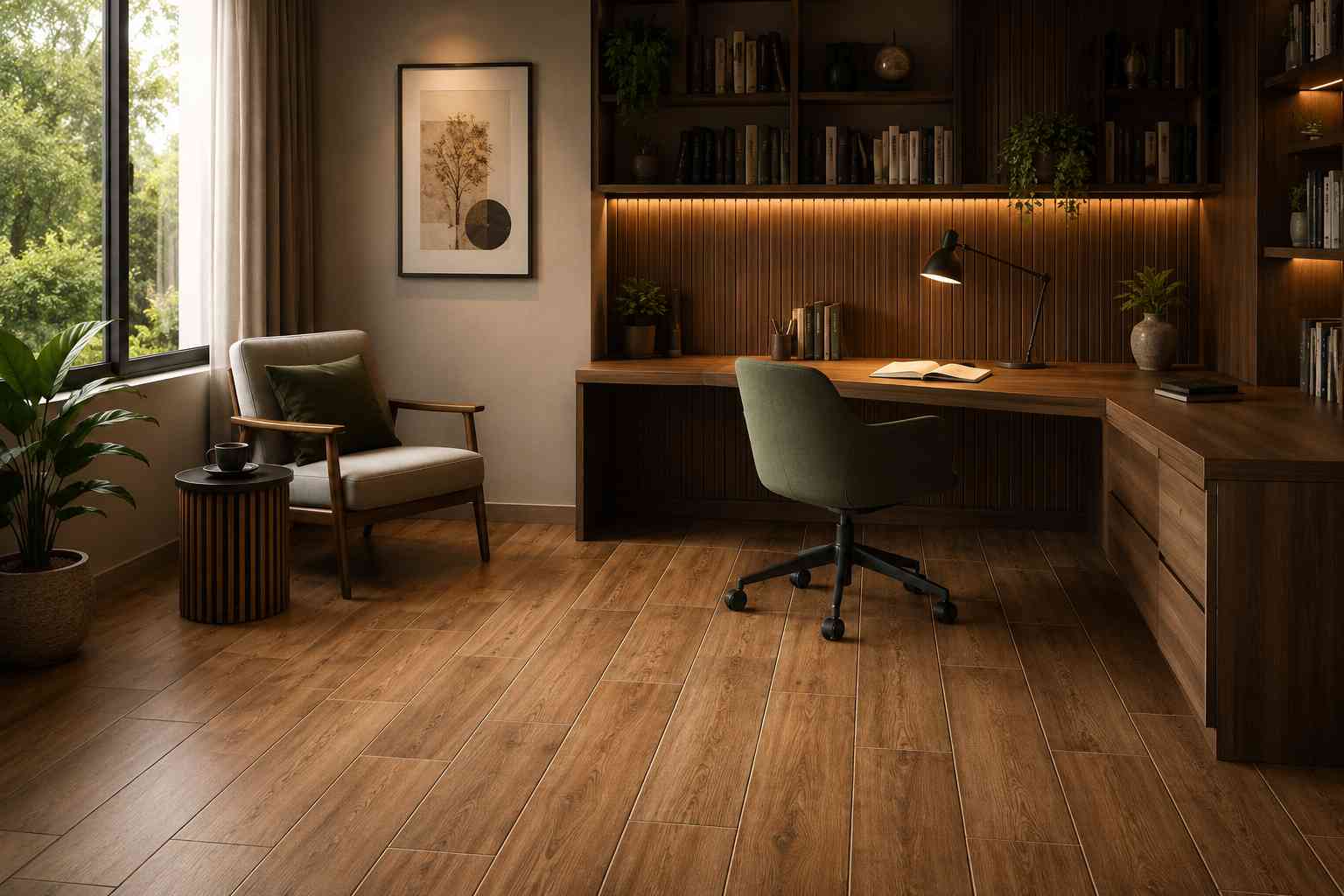 Wooden Finish Study Room Design