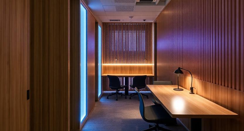 Wooden Partitions with Integrated Lighting