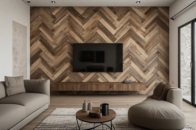 Wooden and Stone Texture Wall Tiles for TV