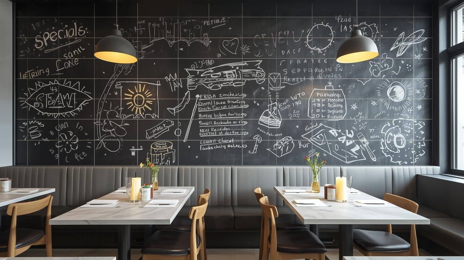 Interactive chalkboard tile walls offering creative and functional wall design ideas.
